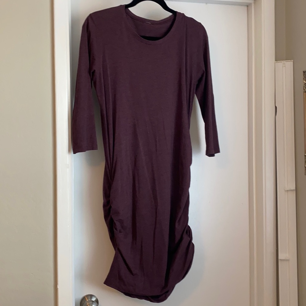 lululemon athletica Asymmetrical Ruched Dress in Deep Plum